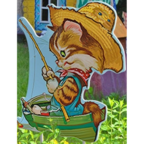 Уличная фигура "Котёнок с удочкой"