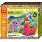 Пазлы деревянные "Дружные зверята" 30 элементов
